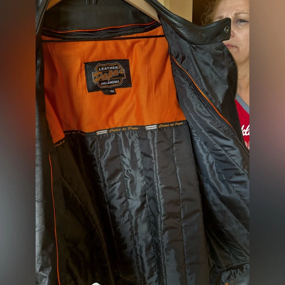 Papa’s Oklahoma Leather Motorcycle Jacket with zipout lining - Picture 7 of 10